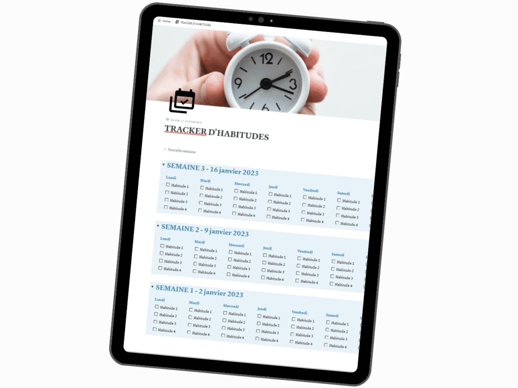 Template Notion gratuit Tracker d'habitudes