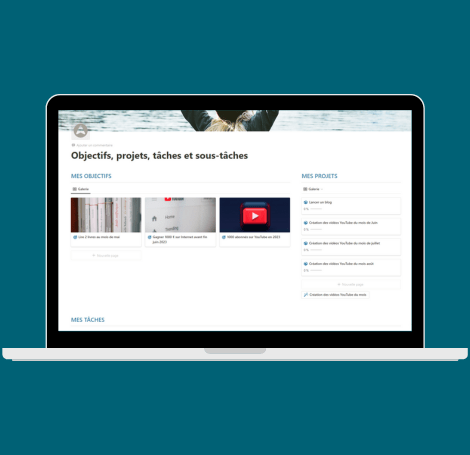 templates notion objectifs projets tâches